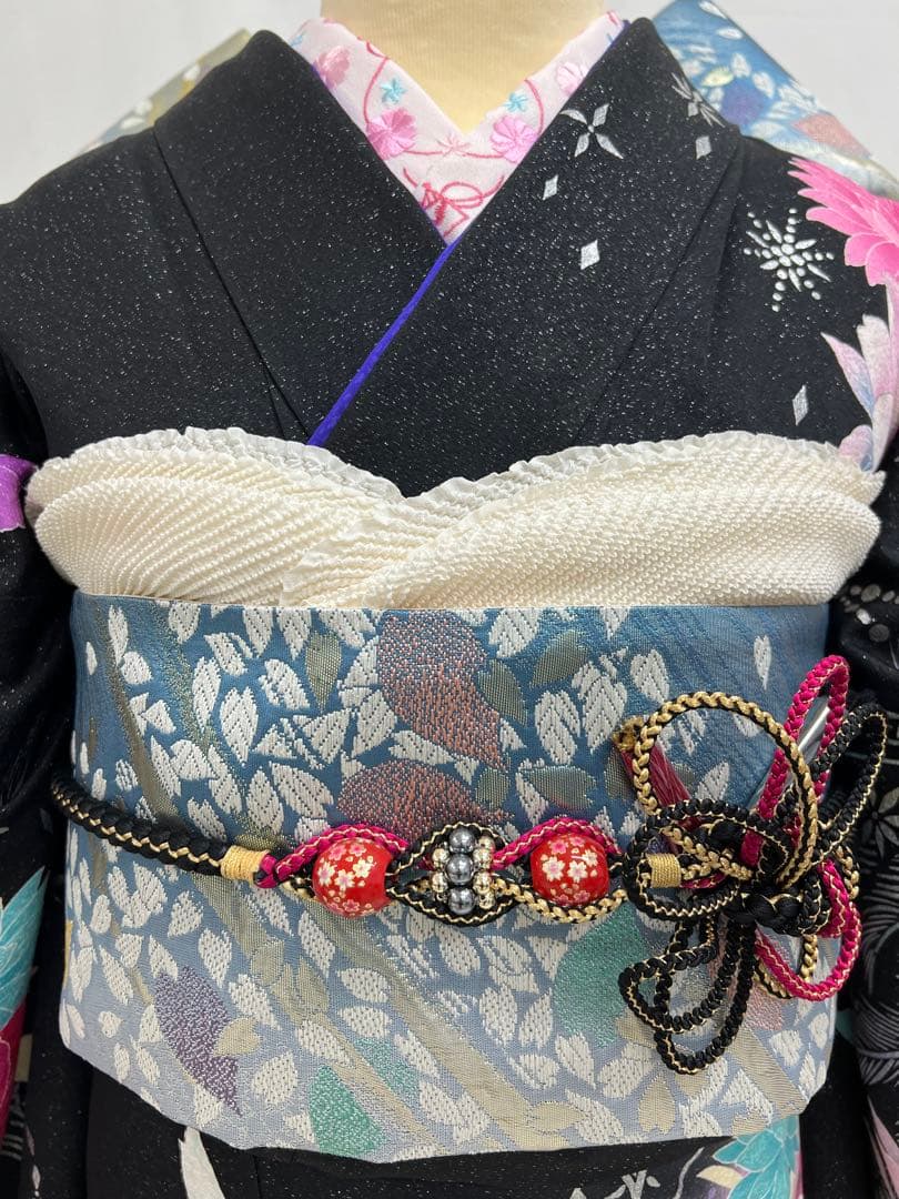 振り袖　フルセット　長襦袢付　金彩　刺繍　銀通し　豪華　成人式　長尺袋帯　612