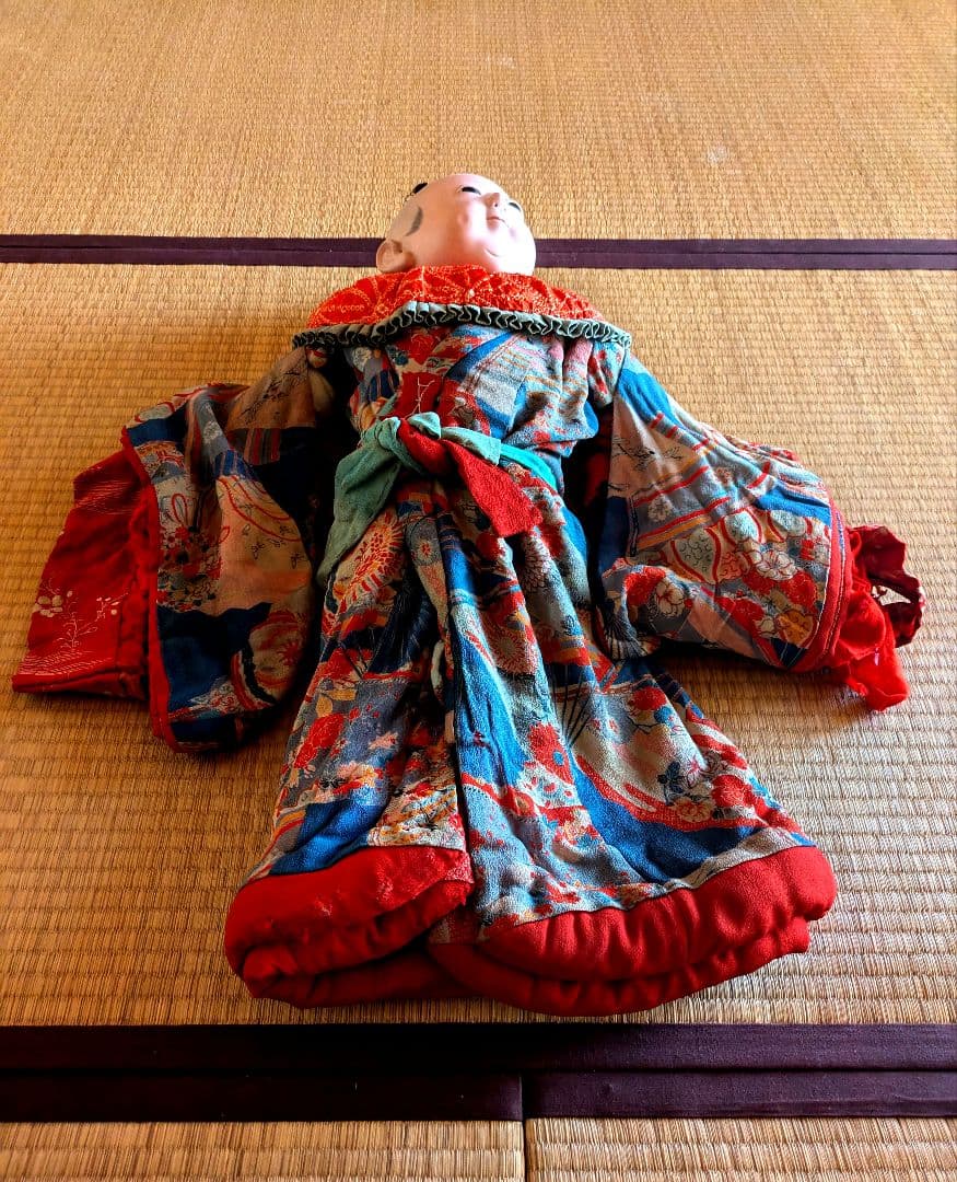 全長80ⅽⅿ　市松人形　幕末　高級武士　江戸縮緬　ビスクドール　爪切り