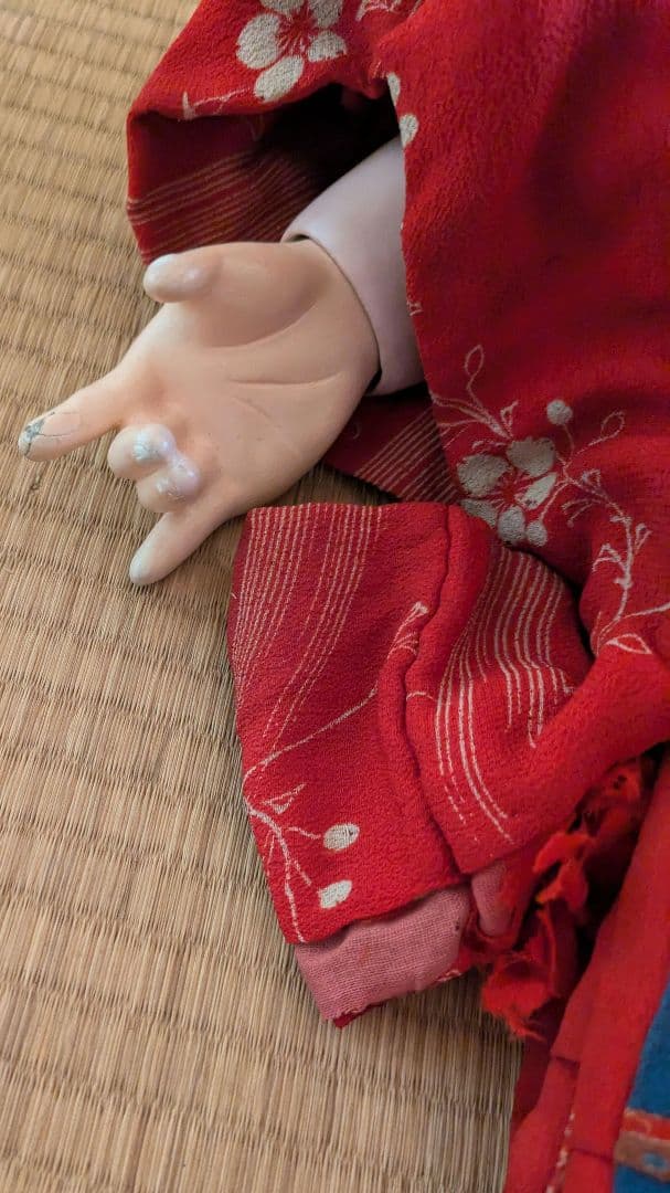 全長80ⅽⅿ　市松人形　幕末　高級武士　江戸縮緬　ビスクドール　爪切り