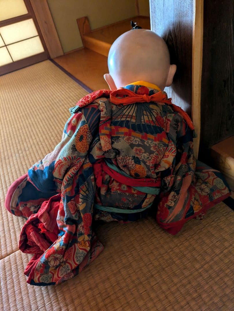 全長80ⅽⅿ　市松人形　幕末　高級武士　江戸縮緬　ビスクドール　爪切り