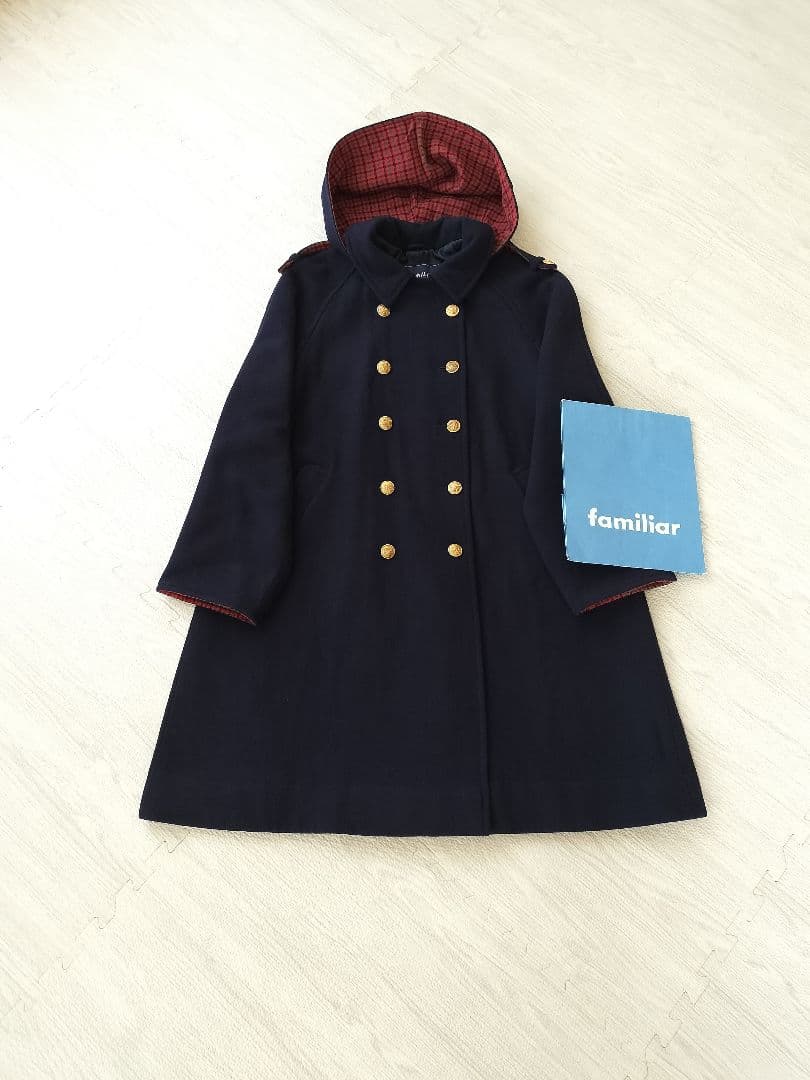 familiar 　コート　ネイビー ダブルブレストコート 140 150