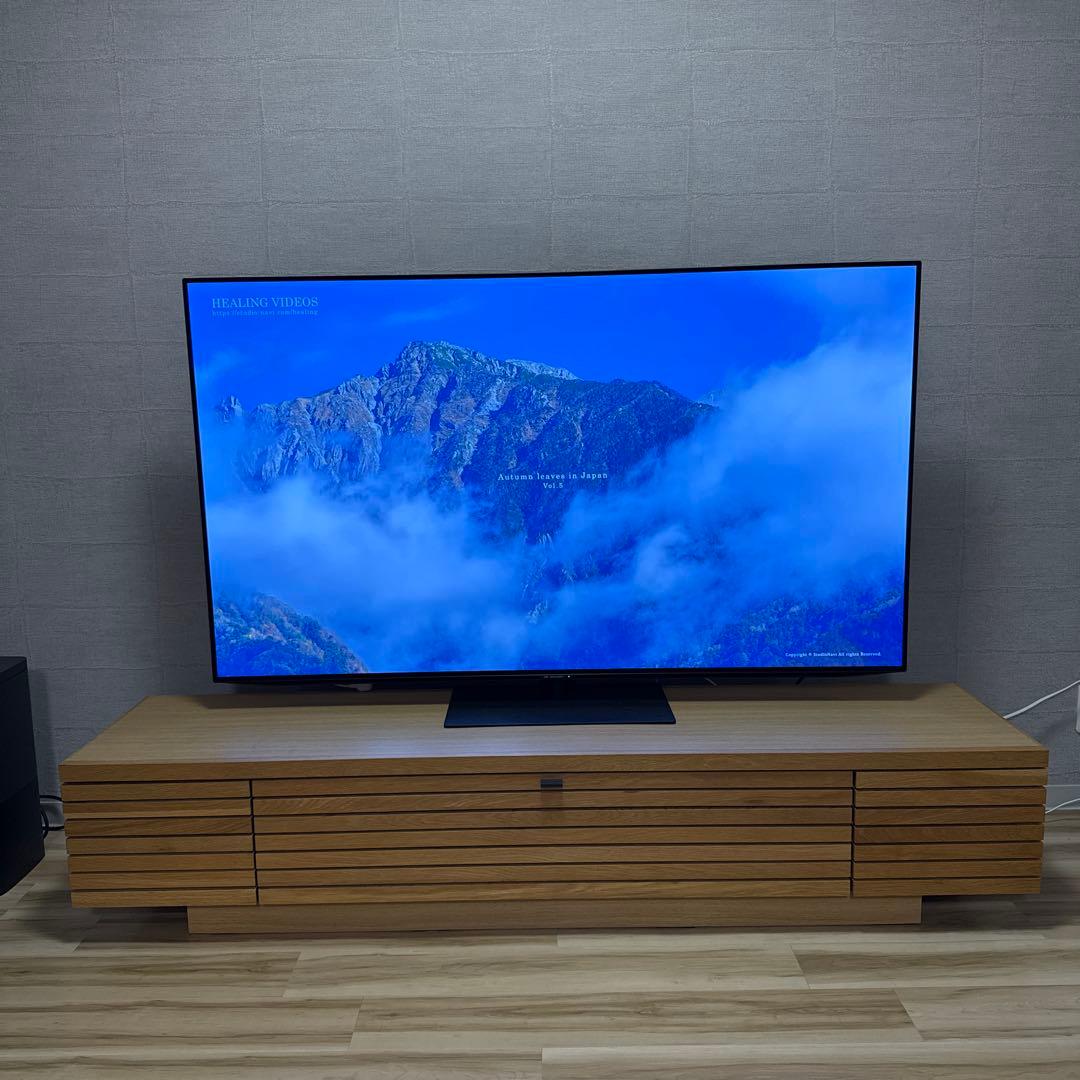 美品 テレビボード 幅180／ナチュラル・重厚感・65インチ対応