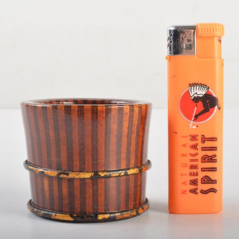 茶道具　友裕作　寄木　茶筒　時代箱付　V　R7407