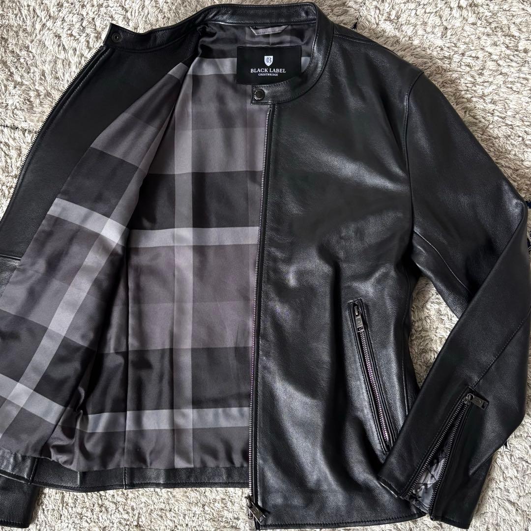 【極美品✨】ブラックレーベルクレストブリッジ　レザージャケット　羊革　ライダース