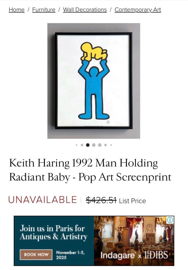 92年製 キースヘリング Keith Haring リトグラフ ポスター 額装済