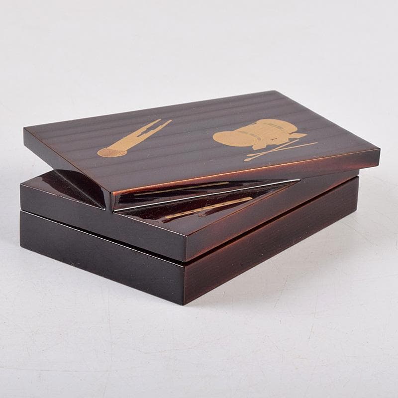 茶道具　熊谷秀穂作　惺斉好　和楽器蒔絵　歌書形香合　共箱　V　R9009