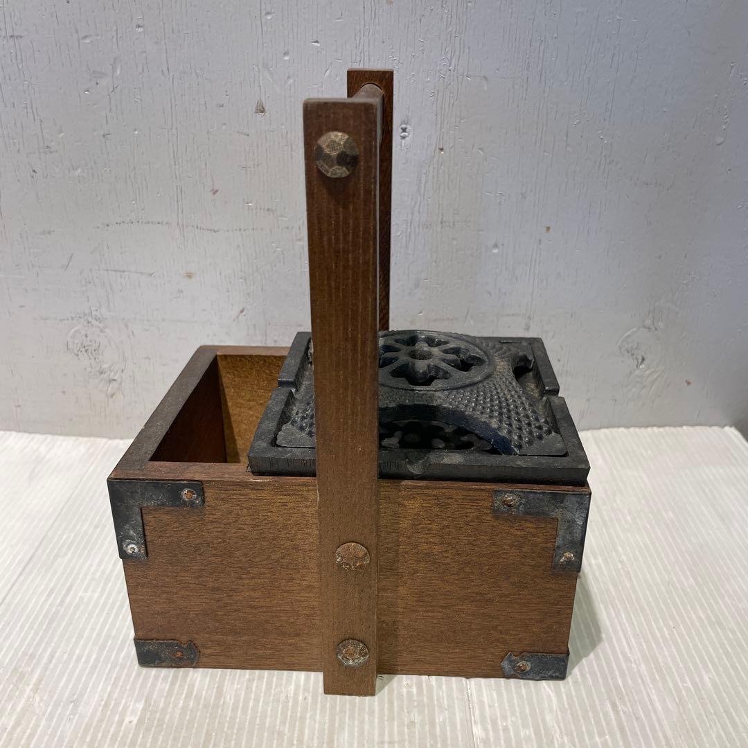 一点もの 希少品 【和骨董】木製 火鉢 煙草盆 抽斗付き 時代物 灰皿付き