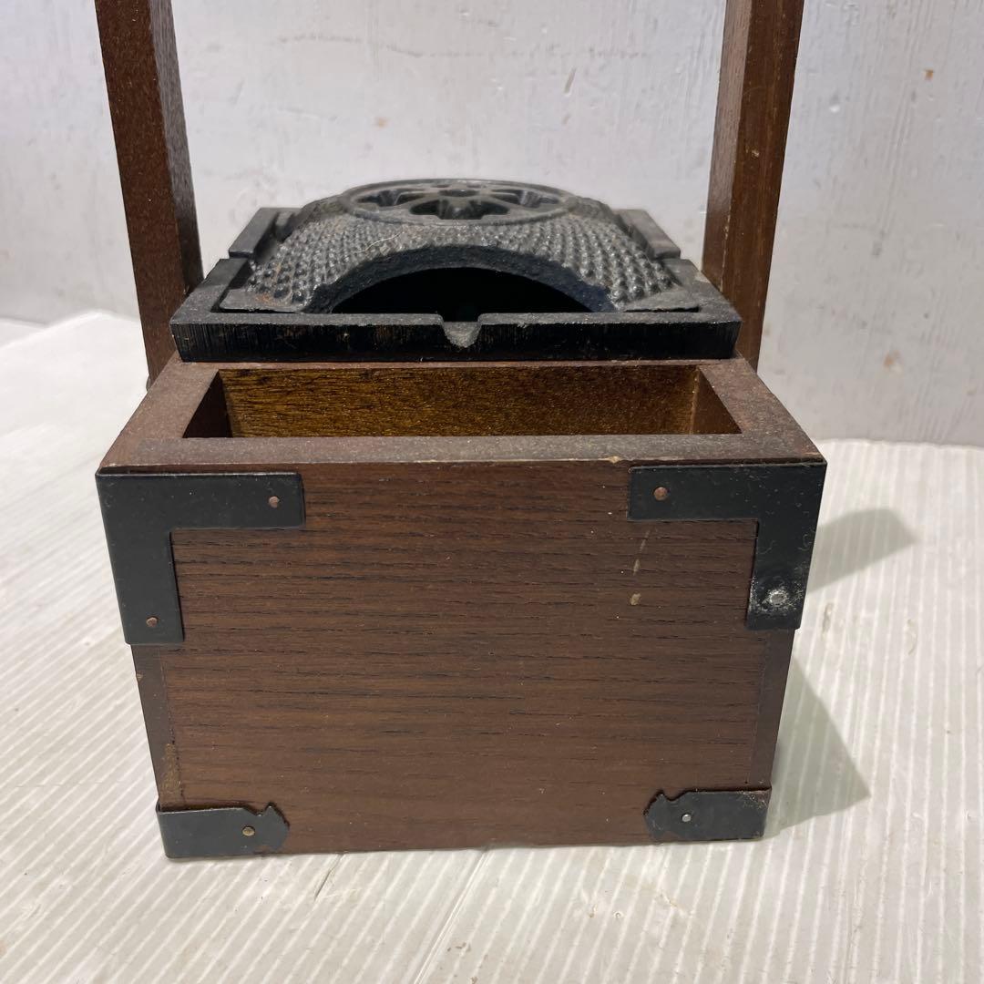 一点もの 希少品 【和骨董】木製 火鉢 煙草盆 抽斗付き 時代物 灰皿付き