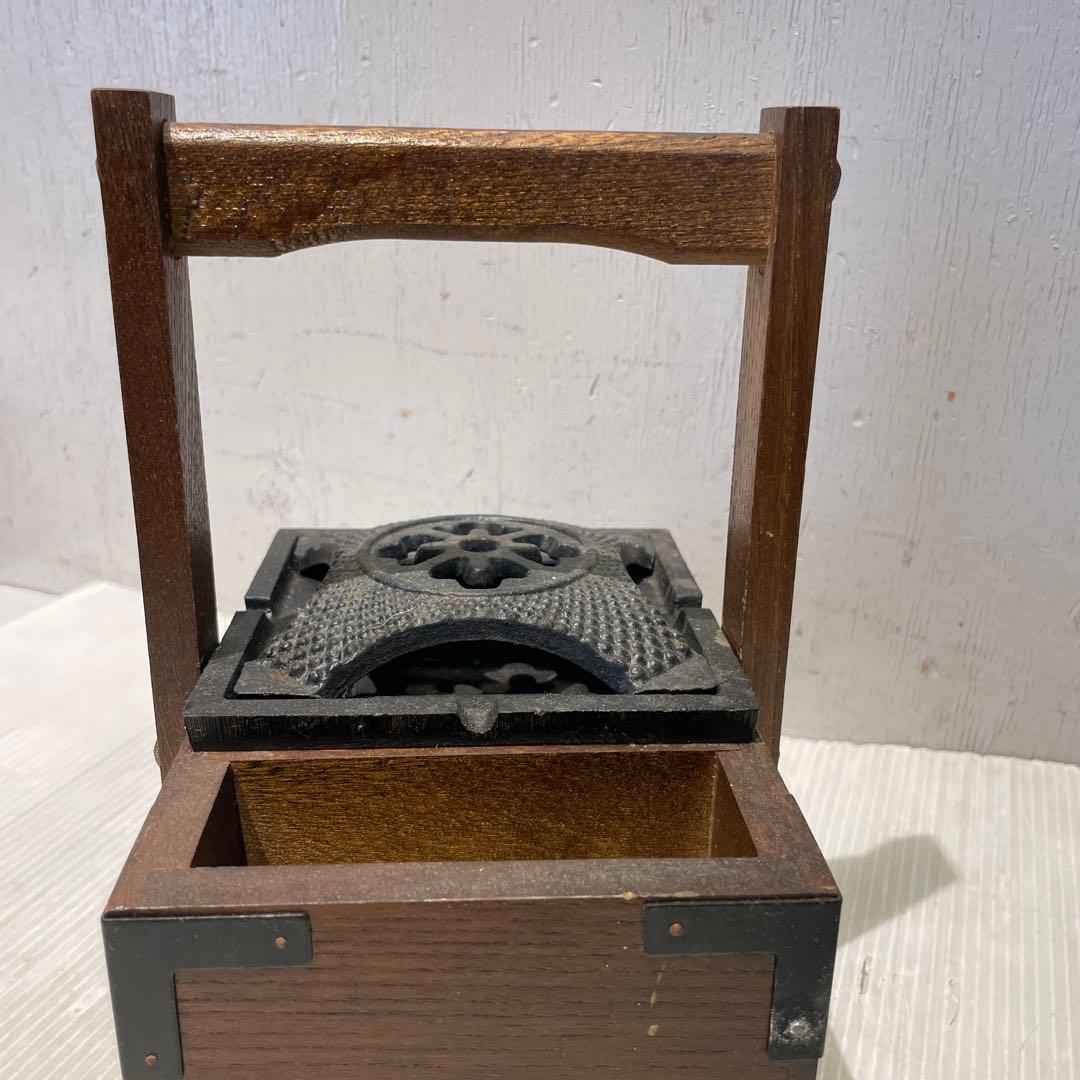 一点もの 希少品 【和骨董】木製 火鉢 煙草盆 抽斗付き 時代物 灰皿付き