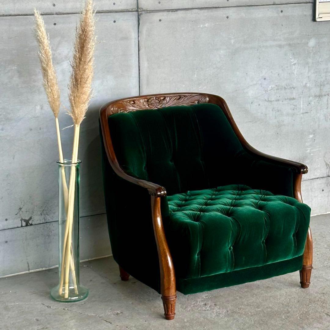 ★魅惑のグリーン★maruniマルニ木工 グリーンベルベット　ベルサイユ ソファ