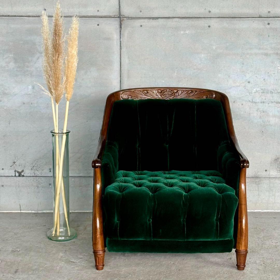 ★魅惑のグリーン★maruniマルニ木工 グリーンベルベット　ベルサイユ ソファ