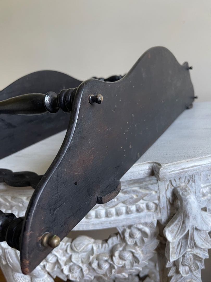 【き21】80 フランスアンティーク　黒 ナポレオンシェルフ ブラック