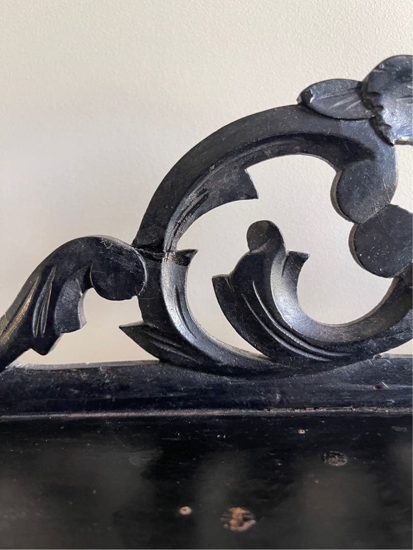 【き21】80 フランスアンティーク　黒 ナポレオンシェルフ ブラック