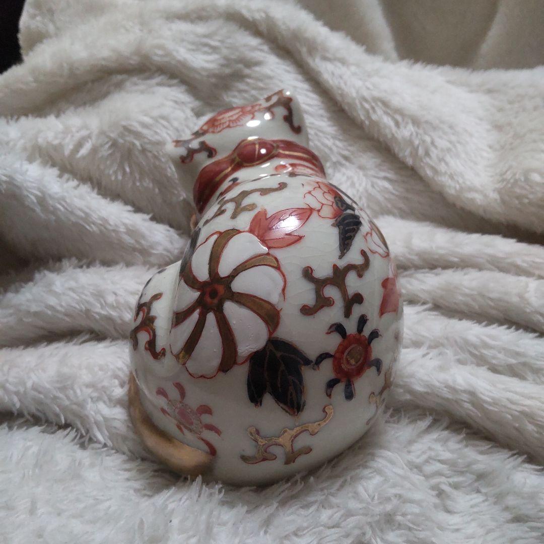 最終値下げ　伊万里焼の眠り猫　陶器　置物　美品　レトロ