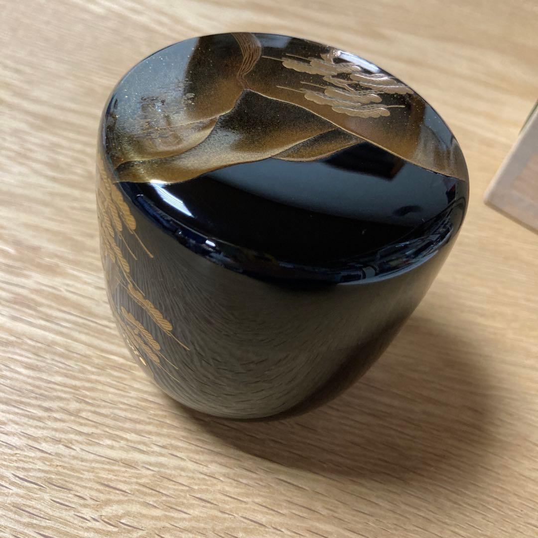 【茶道具】　棗　輪島塗　山水滝蒔絵図　坂一男作　美品