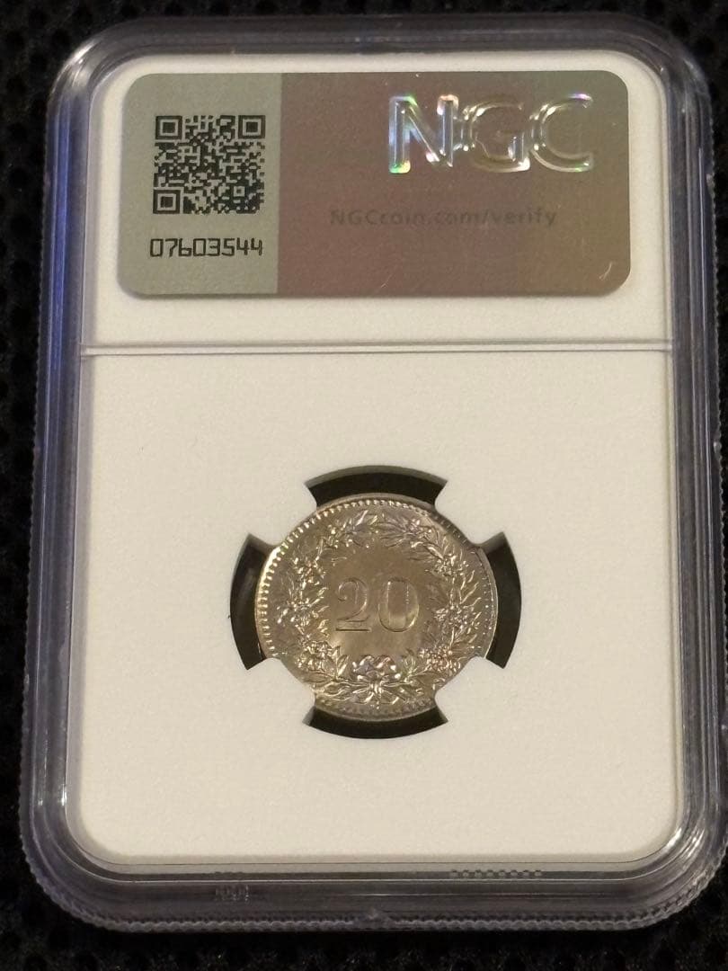 1960年B スイス 20ラッペン（NGC） MS64
