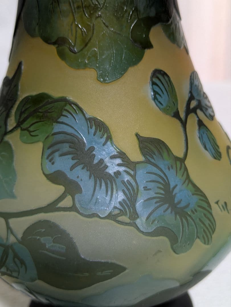 ガラス　フラスコ型花瓶　ガレ？　お値下げ中