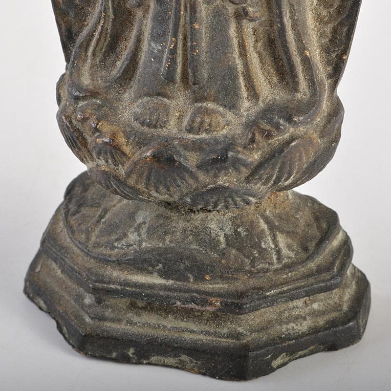 仏教美術　古銅鍍金　観音菩薩像　仏像　置物　観音開逗子付　C　R7239