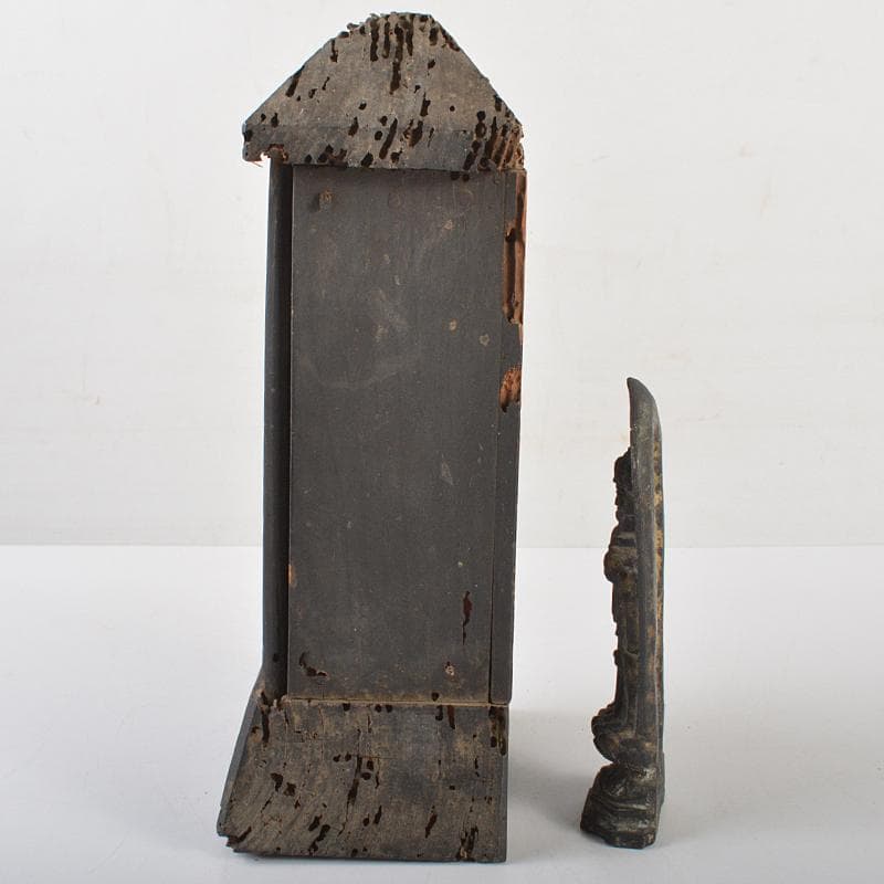 仏教美術　古銅鍍金　観音菩薩像　仏像　置物　観音開逗子付　C　R7239