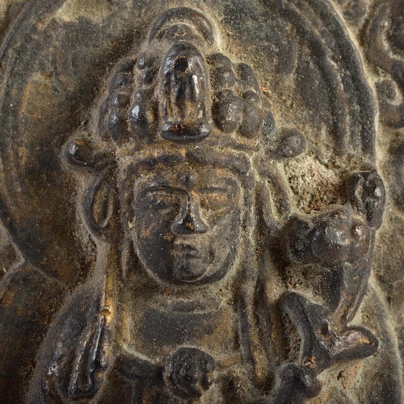 仏教美術　古銅鍍金　観音菩薩像　仏像　置物　観音開逗子付　C　R7239