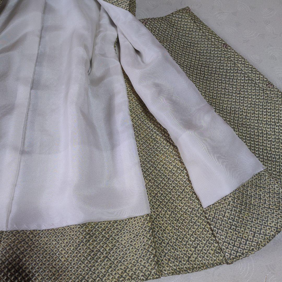 七五三３歳男の子正絹総絞りの被布（中綿無し）抹茶色系です。