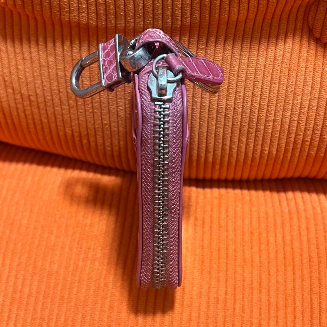 【激レア】三京商会 ピンクレザー クロコダイル型押し キーケース