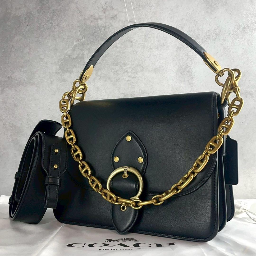 ✨美品✨コーチ　ビート　ショルダーバッグ 3way チェーン　レザー　ブラック