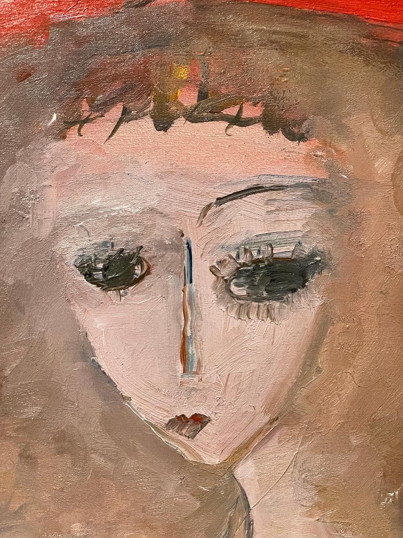 「真作」織田広喜「少女」人物画　油彩画　額装　サイン有り　F6号