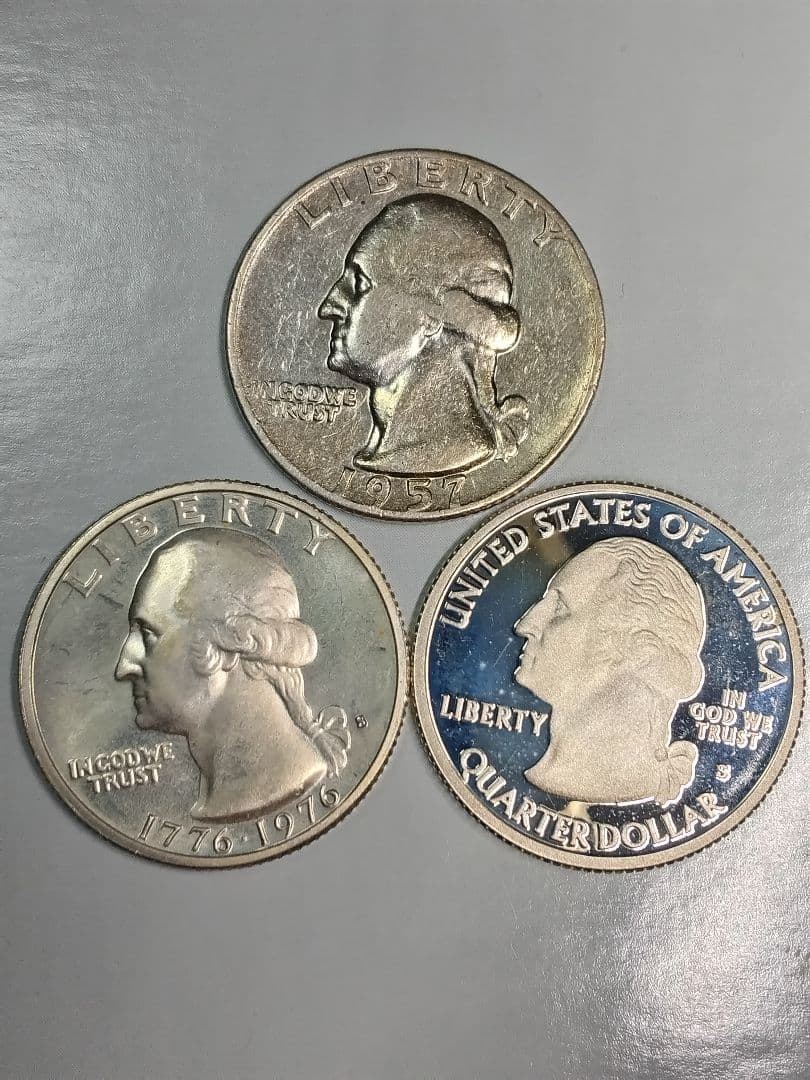 hab023 クォーター銀貨3枚セット 1957D.,1976年記念,2009年