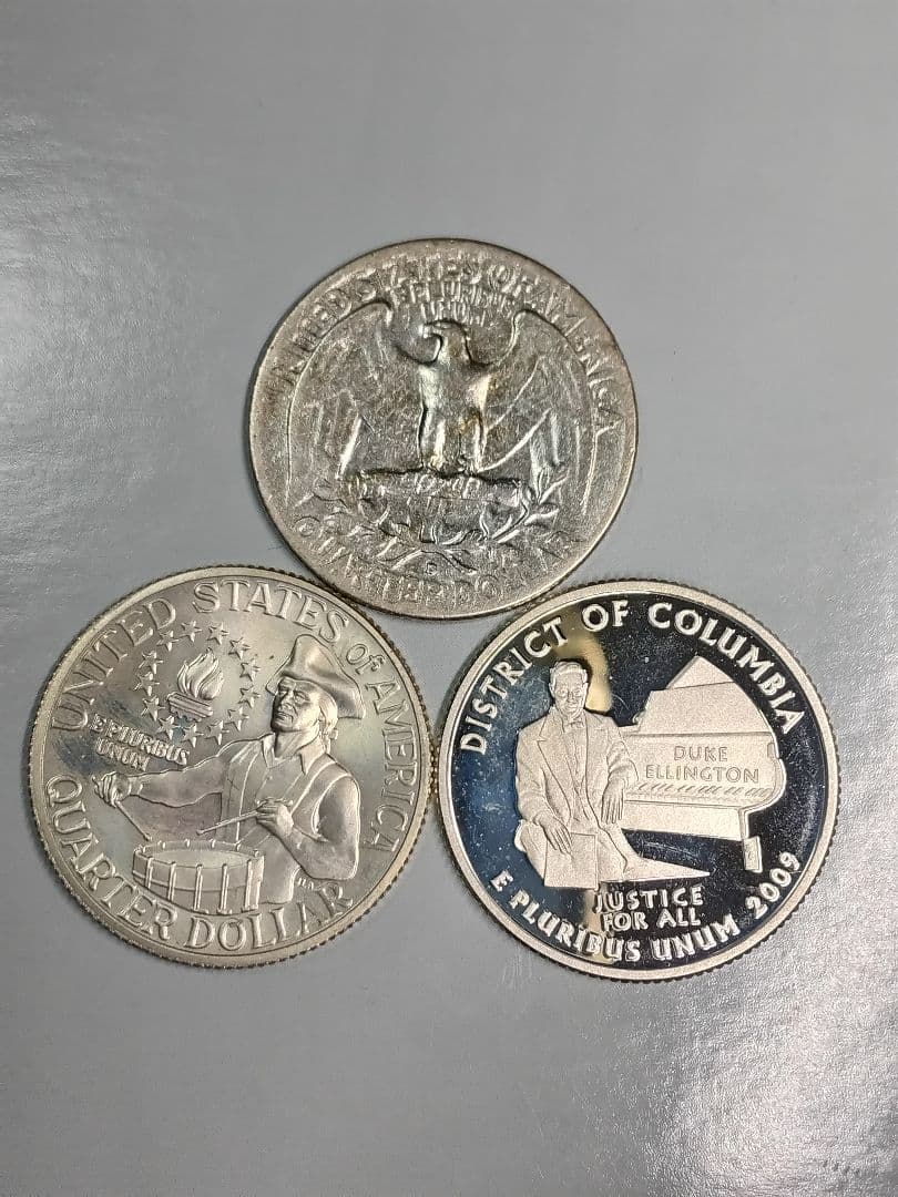 hab023 クォーター銀貨3枚セット 1957D.,1976年記念,2009年
