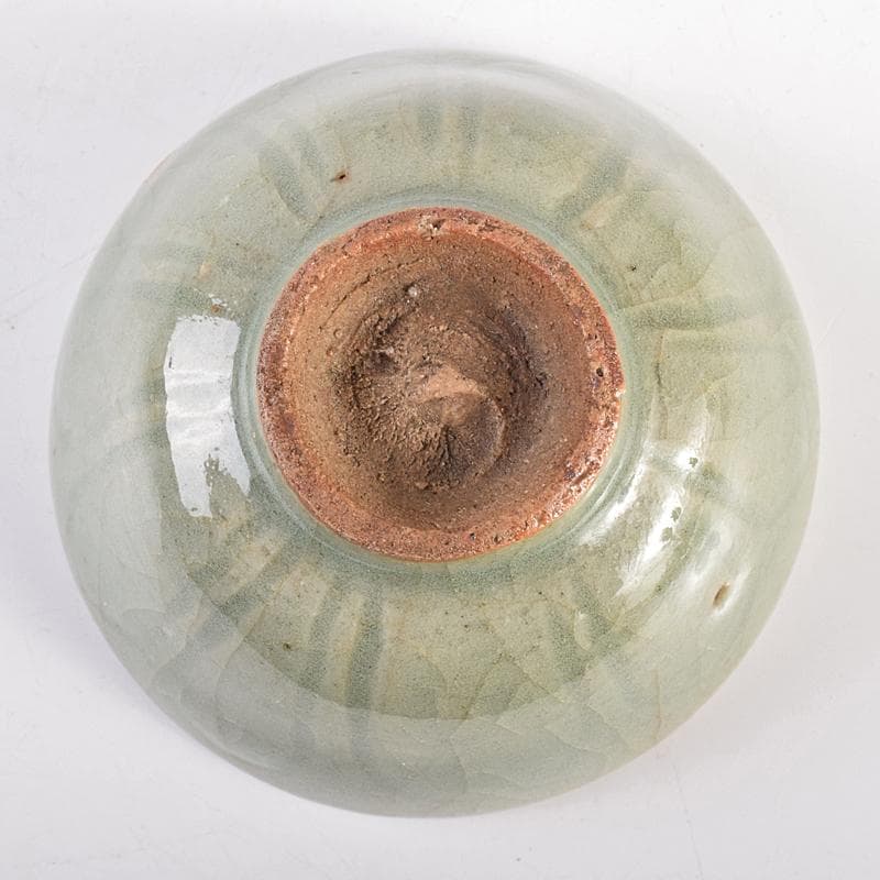 中国　南宋　哥窯　金糸鉄線　刻蓮弁文　盃　金継直し　時代箱付　V　R7717