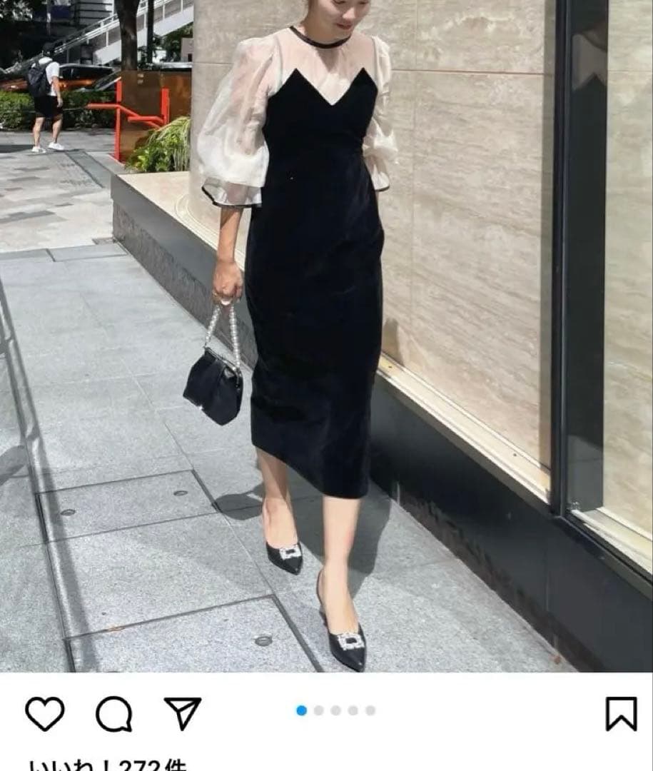 【korn】黒ベロアドレス　パーティードレス　オケージョンドレス　結婚式