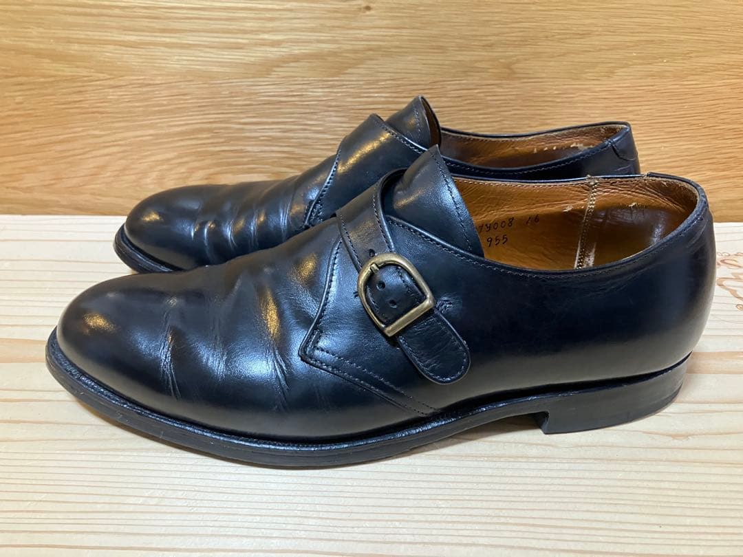 aldenオールデンモンクストラップ ブラックレザーシューズ81/2