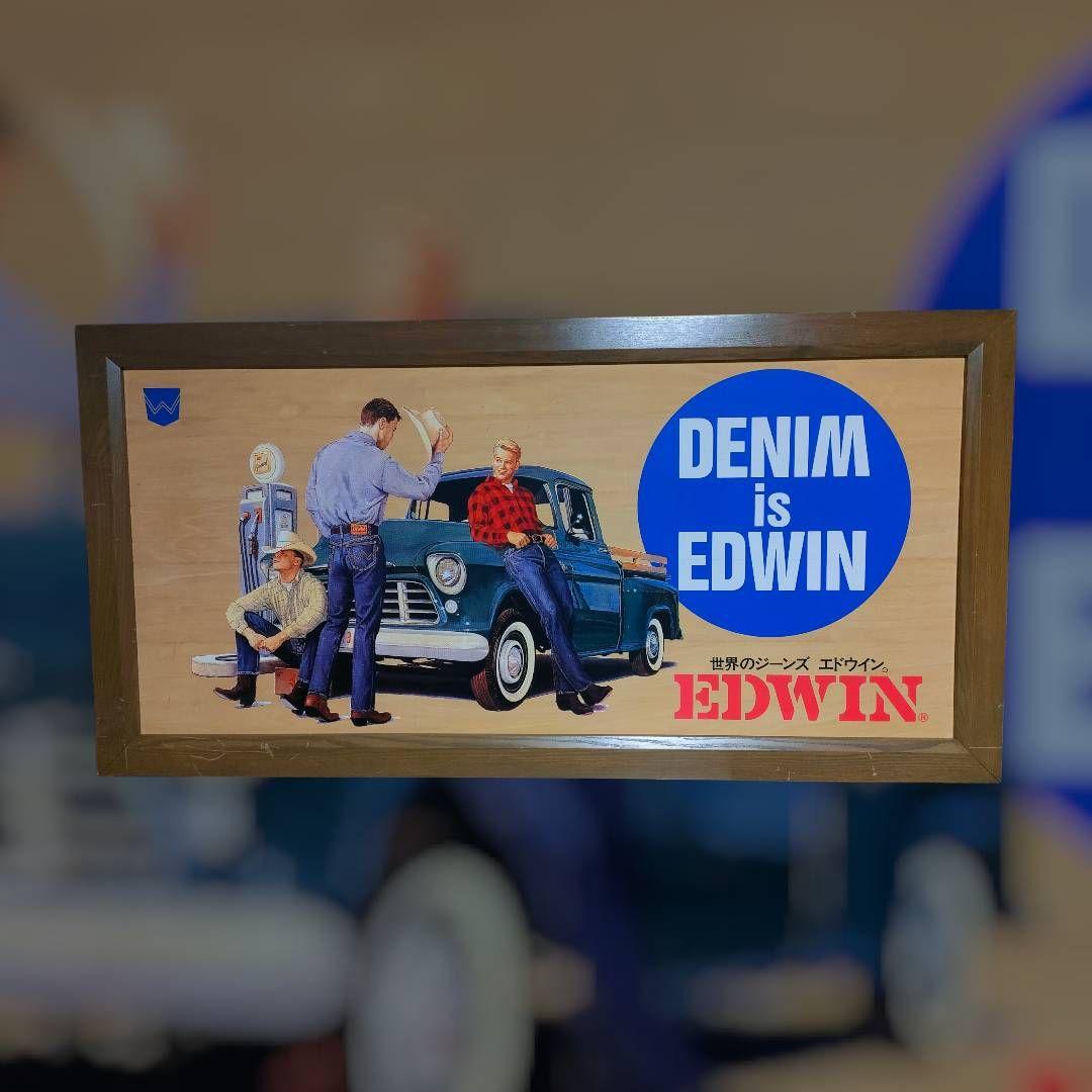 ★EDWIN 非売品 木製看板 DENIM is EDWIN 販促用 ノベルティ