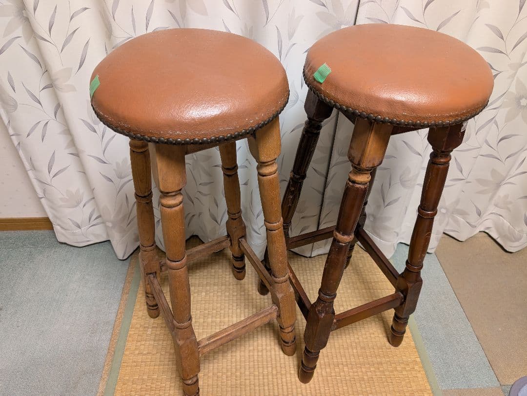木製　スツール　カウンター チェア　2脚　イタリア風