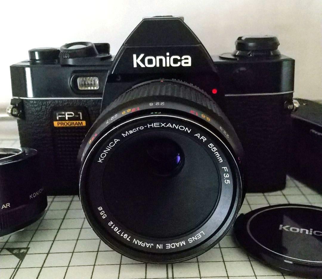 コニカ FP-1 フィルム 一眼レフ カメラ マクロレンズ ワインダー セット