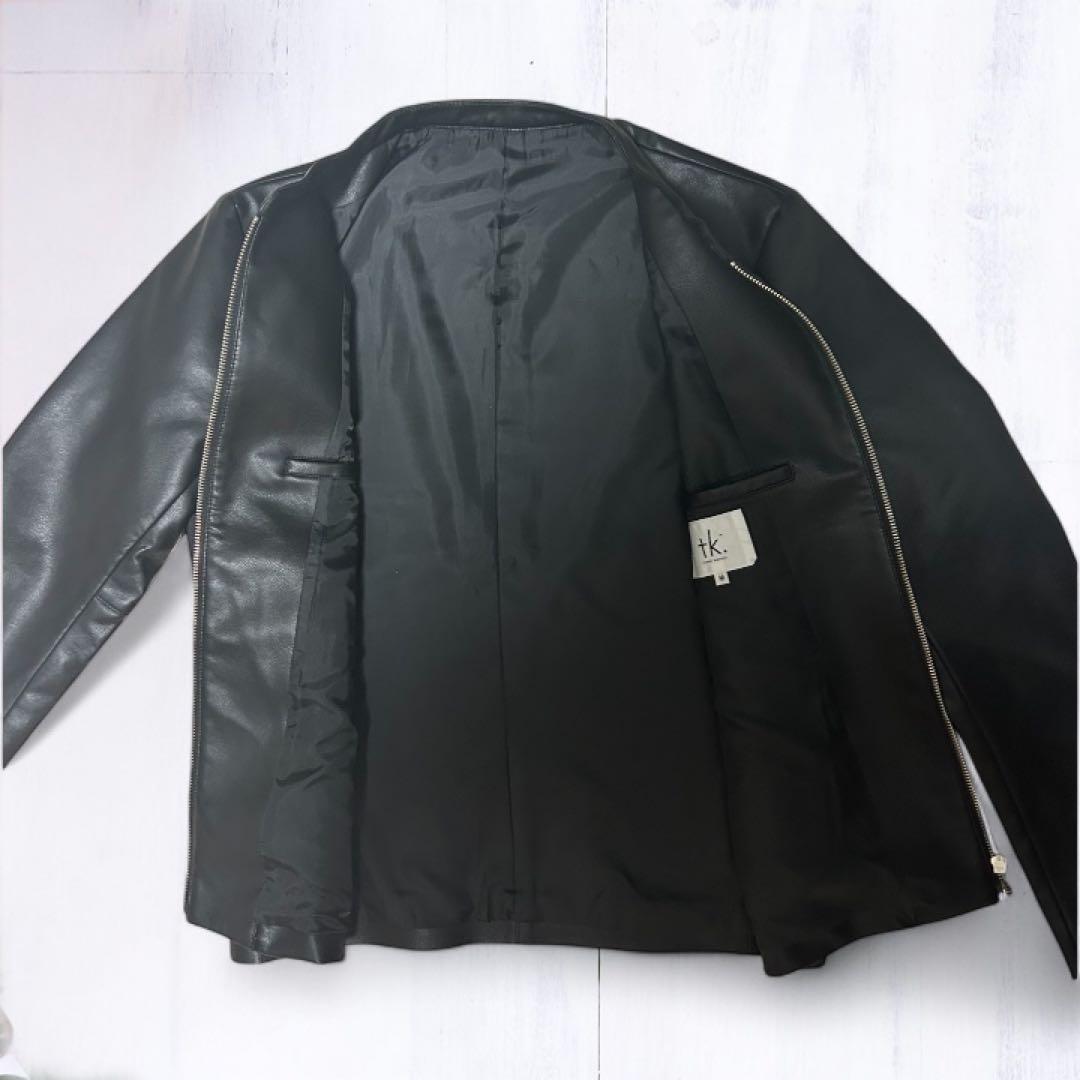 極美品TAKEO KIKUCHI ブラックレザーライダースジャケット Mサイズ