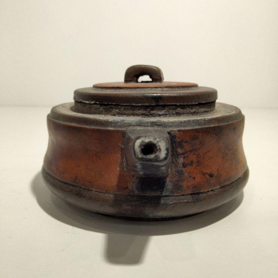 M135-3 清朝期 万豊順記款 (萬豊順記) 平底 紫砂壺 朱泥壺 紫砂急須