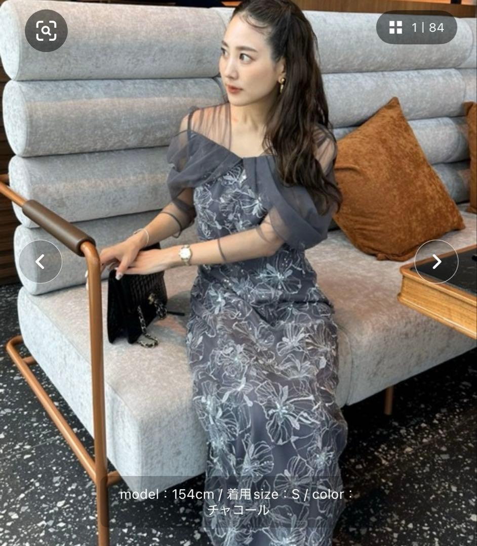 ANDRESD チュールドレープスパンコールドレス Sサイズ