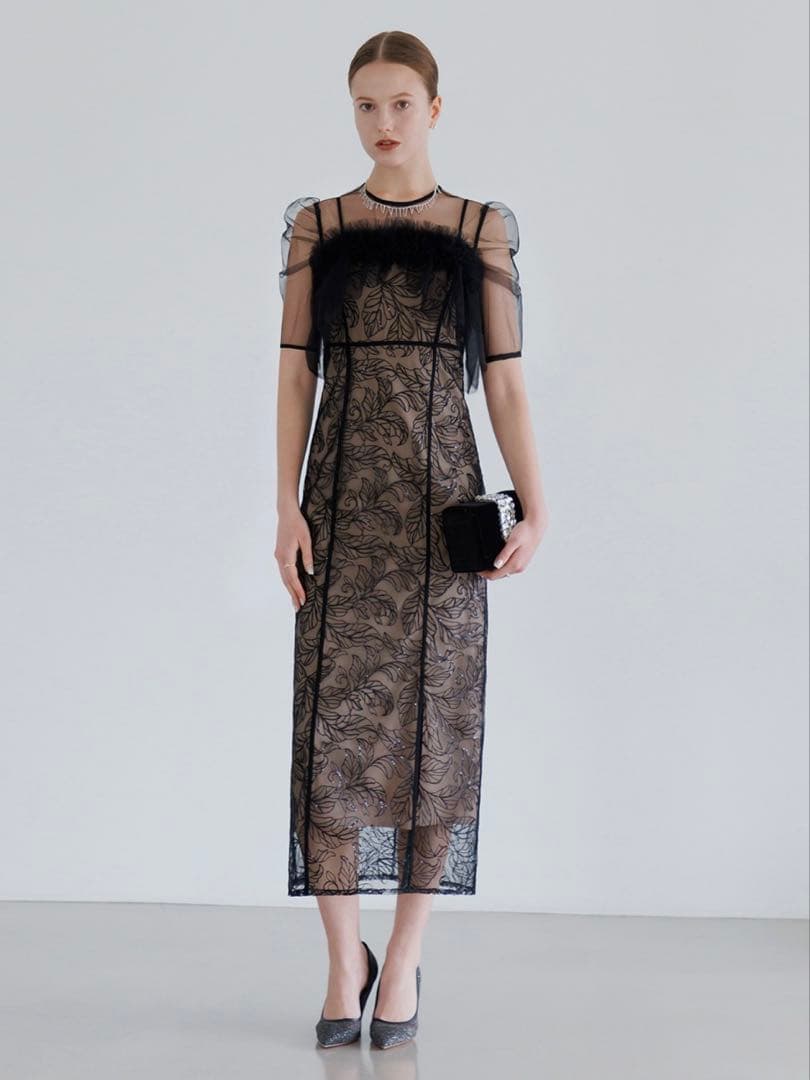 3WAYフラワーチュールアシンメトリーIラインワンピースドレス結婚式パーティー