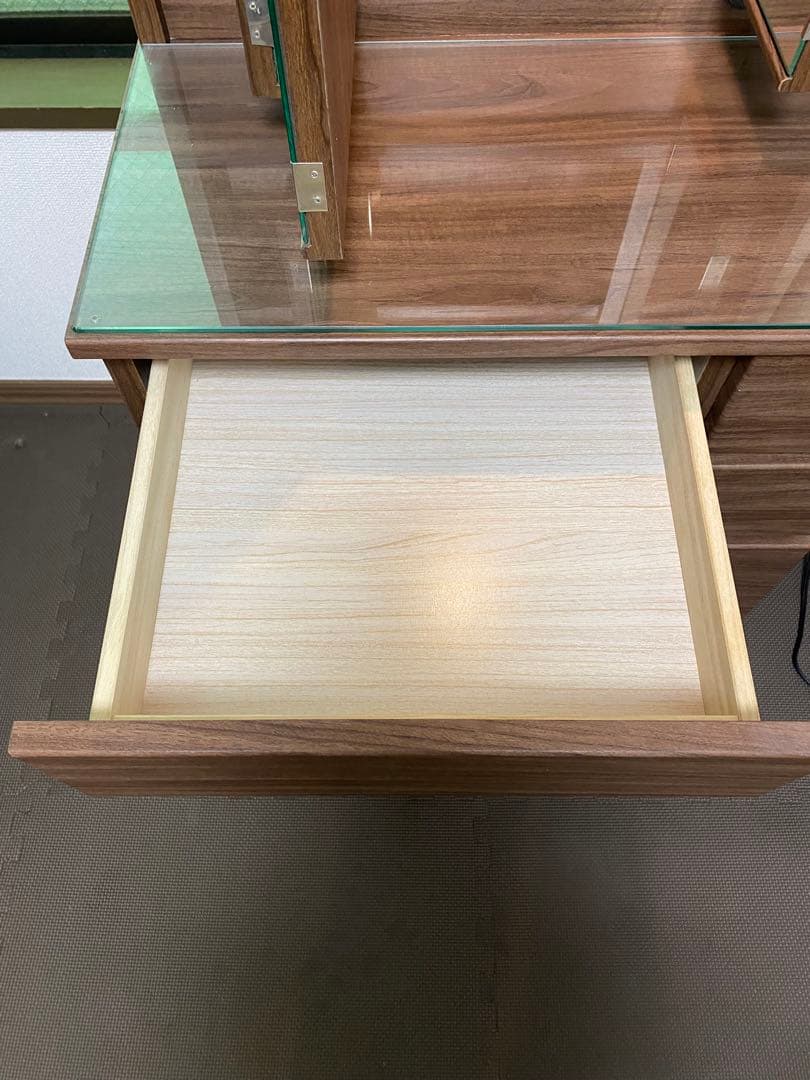 三面鏡ドレッサー 幅60cm 鏡裏収納・ライト付き