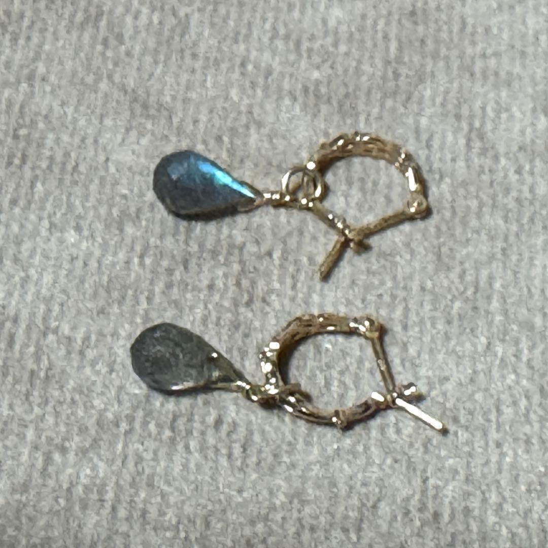 K10ラブラドライトピアスセット アガット