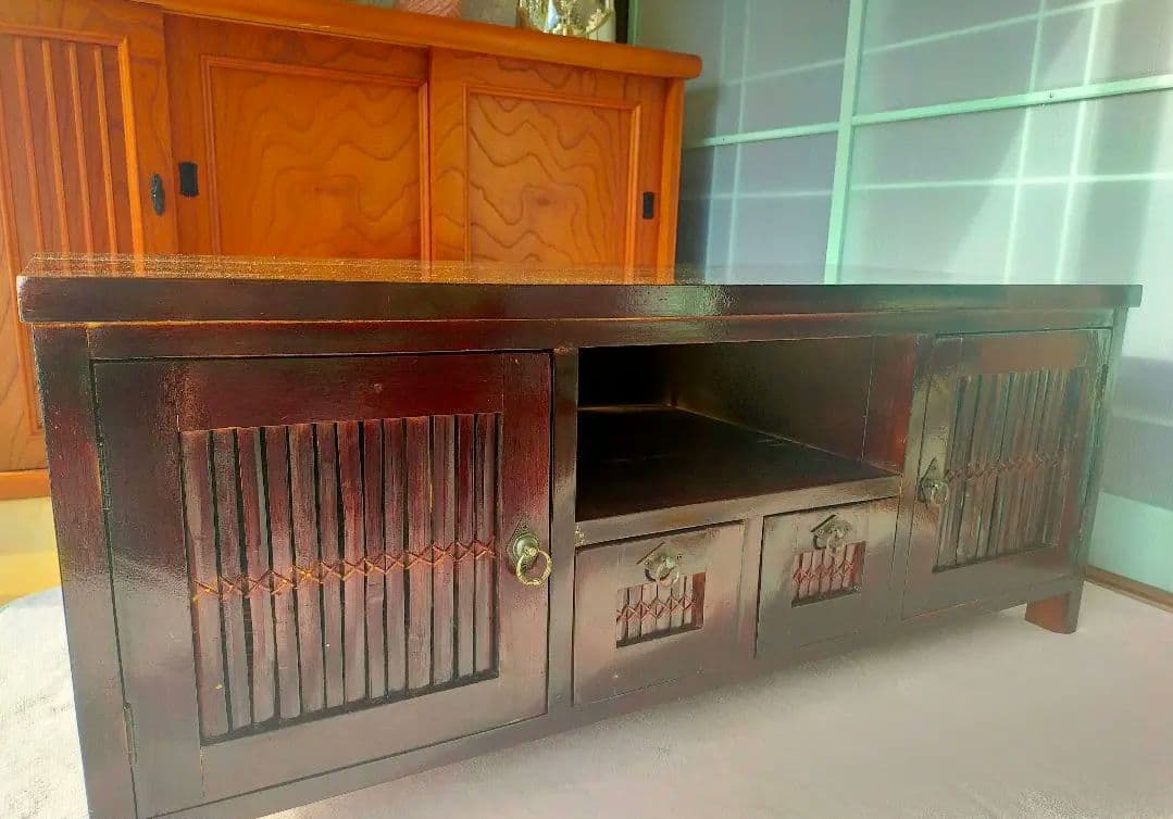 値下げしました✨アンティーク木製テレビボード 引き戸付き