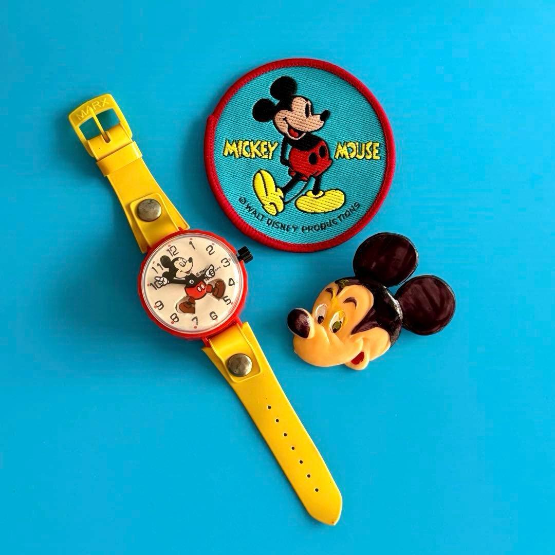 【ヴィンテージ】1977MARXミッキーマウス腕時計＊ワッペン＊1967バッジ