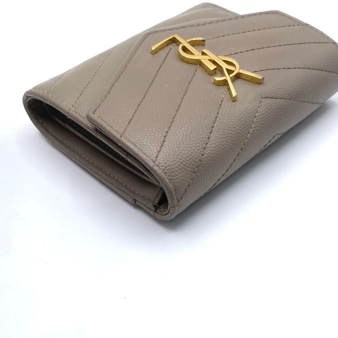 箱付き⭐サンローランパリ 三つ折り財布 キルティング YSL カサンドラ