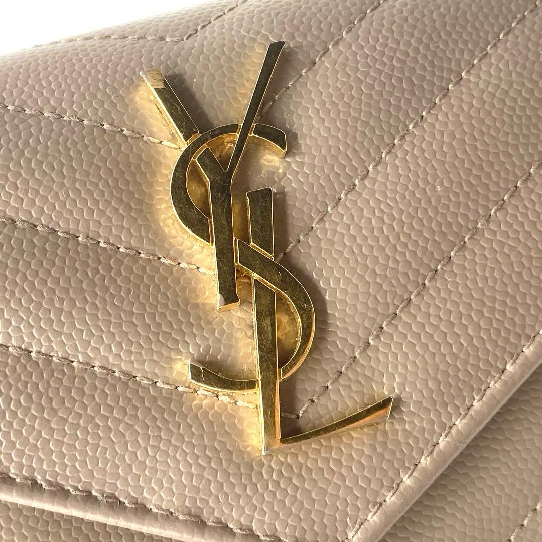 箱付き⭐サンローランパリ 三つ折り財布 キルティング YSL カサンドラ