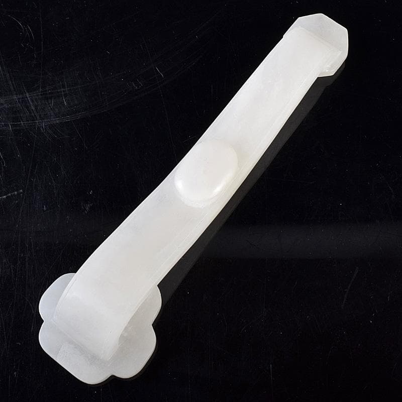 中国　玉石白玉彫刻　神獣刻　如意　M　R8033