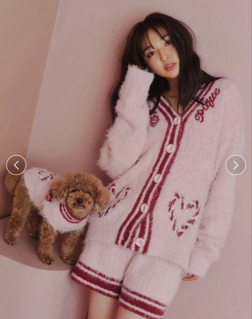 gelato pique ホリデー フェザーカーディガン&ショートパンツセット