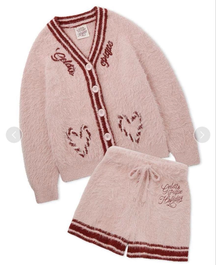 gelato pique ホリデー フェザーカーディガン&ショートパンツセット