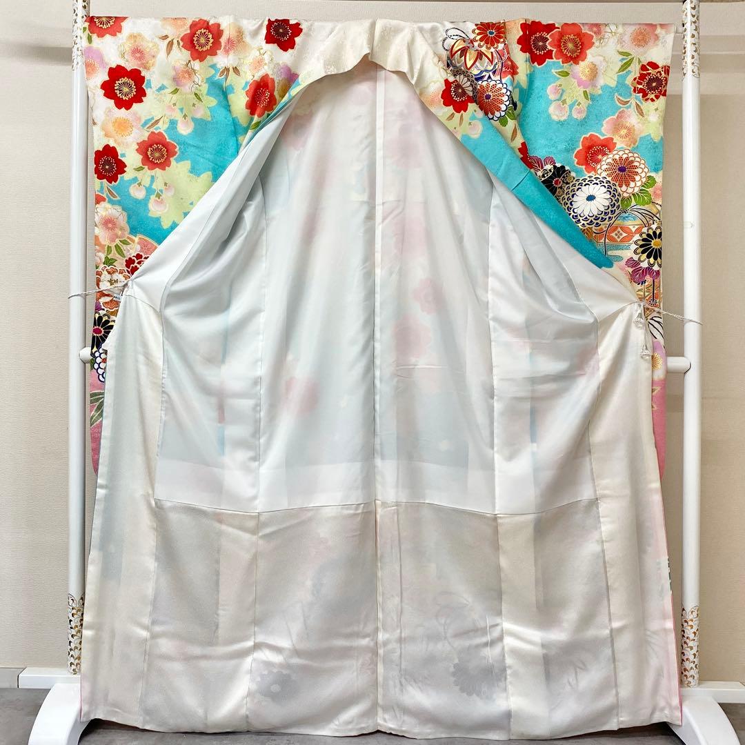 ⭐︎K0832 美品 正絹 振袖 レンタル店放出品 ガード加工 古典柄 11号